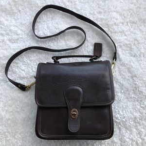 VINTAGE COACH Brown Leather Top Handle Station Crossbody Satchel